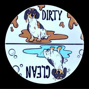 Black Piebald Dachshund Dog Clean Dirty Magnet